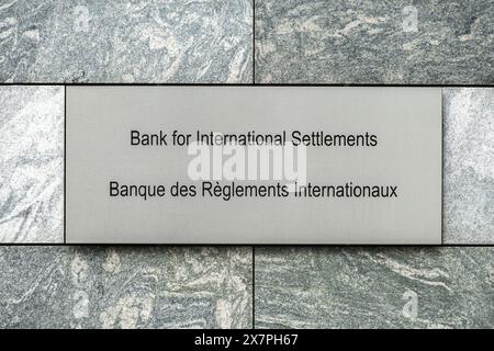 Bâle, Suisse - 18 mai 2024 : la Banque des règlements internationaux (BRI) est une organisation financière internationale qui dessert les banques centrales w Banque D'Images