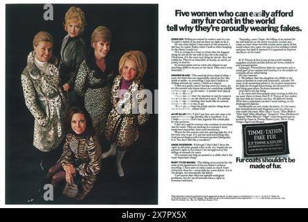 1971 Timme-tation Fake Furs ad - avec Doris Day, Amanda Blake, Angie Dickinson, Jane Meadows et Mary Tyler Moore Banque D'Images