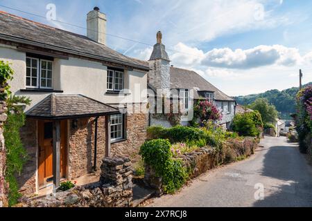 Angleterre, Devon, Dittisham, Traditional Cottages sur Manor Street Banque D'Images