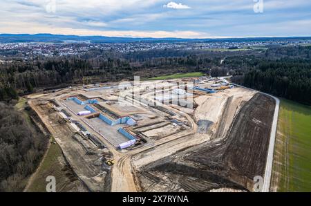 Rottweil, Allemagne, 2 mars 2024 : vue du chantier de construction du nouvel établissement pénitentiaire de Rottweil. La construction de la coquille a commencé en 2024. Le nouveau Banque D'Images