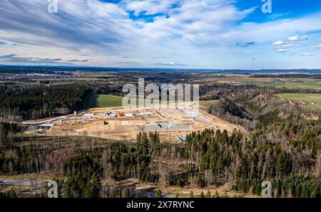 Rottweil, Allemagne, 2 mars 2024 : vue du chantier de construction du nouvel établissement pénitentiaire de Rottweil. La construction de la coquille a commencé en 2024. Le nouveau Banque D'Images