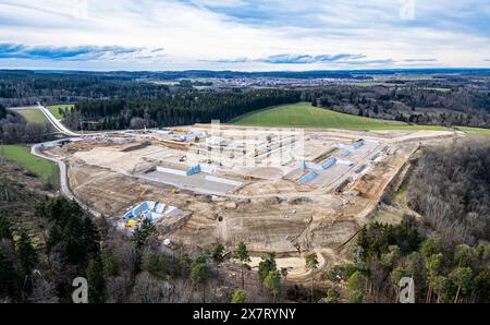 Rottweil, Allemagne, 2 mars 2024 : vue du chantier de construction du nouvel établissement pénitentiaire de Rottweil. La construction de la coquille a commencé en 2024. Le nouveau Banque D'Images