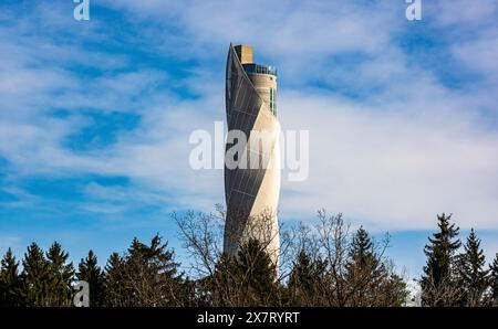 Rottweil, Allemagne, 2 mars 2024 : la tour d'essai de 246 mètres de hauteur a été construite par ThyssenKrupp entre 2014 et 2017. (Photo de Andreas Haas/dieBildmanu Banque D'Images