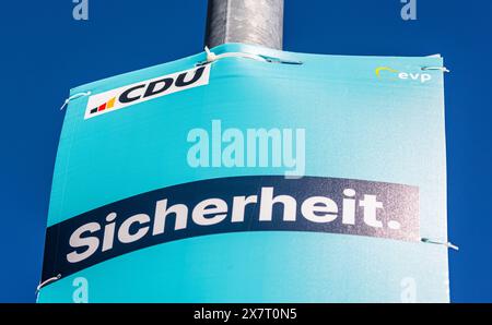 Hohentengen am Hochrhein, Allemagne, 11 mai 2024 : affiche électorale pour l'Union chrétienne-démocrate (CDU). (Photo de Andreas Haas/dieBildmanufaktu Banque D'Images