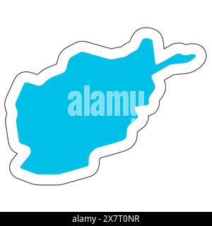 Silhouette de pays Afghanistan. Carte détaillée élevée. Autocollant vecteur bleu solide avec contour blanc isolé sur fond blanc. Illustration de Vecteur