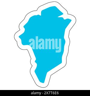 Silhouette du Groenland. Carte détaillée élevée. Autocollant vecteur bleu solide avec contour blanc isolé sur fond blanc. Illustration de Vecteur