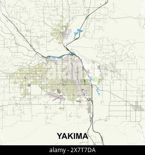 Yakima, Washington, Etats-Unis art poster cartographique Illustration de Vecteur