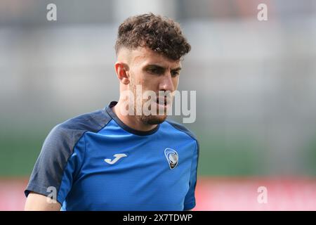 Matteo Ruggeri d'Atalanta lors d'une séance d'entraînement à l'Aviva Stadium de Dublin avant la finale de l'UEFA Europa League mercredi. Date de la photo : mardi 21 mai 2024. Banque D'Images