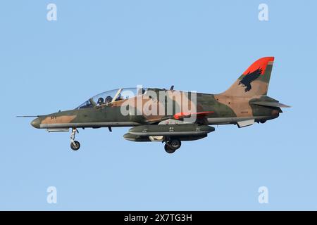 Un ancien Hawk T67 de la République de Corée débarquant à RAF Lakenheath. Ceux-ci sont maintenant pilotés par RAVN, un entrepreneur civil fournissant une formation au combat aérien. Banque D'Images