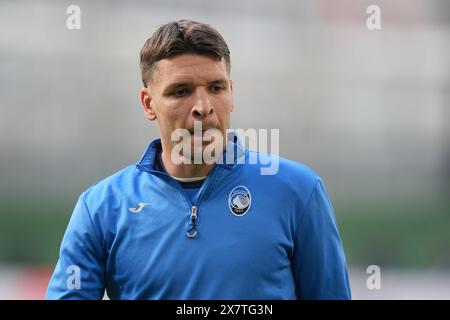 Berat Djimsiti d'Atalanta lors d'une séance d'entraînement à l'Aviva Stadium de Dublin avant la finale de l'UEFA Europa League mercredi. Date de la photo : mardi 21 mai 2024. Banque D'Images