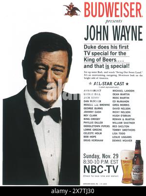 1976 Budweiser présente John Wayne promo. La première émission télévisée de John Wayne. 'Swing out Sweet Land' Banque D'Images