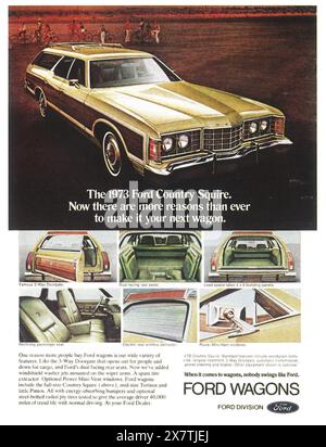 Annonce familiale Ford Country Squire 1973 Banque D'Images