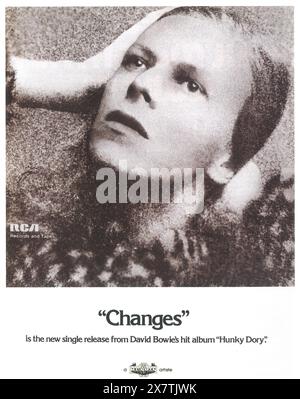 1972 David Bowie change le single de l'album Hunky Dory Banque D'Images