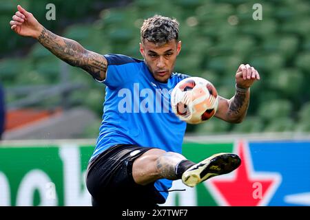 Dublin, République d'Irlande. 21 mai 2024. Gianluca Scamacca d'Atalanta BC lors d'une séance d'entraînement à la veille du match final de l'UEFA 2023/2024 Europa League entre Atalanta BC et Bayer Leverkusen au stade Dublin Arena de Dublin, République d'Irlande, le 21 mai 2024. Crédit : Insidefoto di andrea staccioli/Alamy Live News Banque D'Images