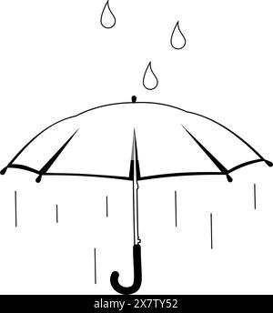 Parapluie et pluie dans la technique d'art au trait. Illustration vectorielle Illustration de Vecteur