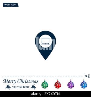 Illustration d'une icône de repère cartographique avec un ordinateur portable Illustration de Vecteur