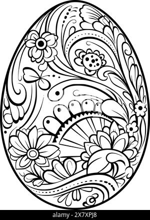 Pâques Egg Coloring pages dessin pour les enfants Illustration de Vecteur