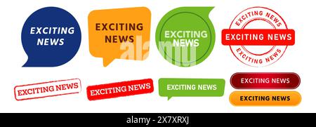 bulle de discours de nouvelles passionnantes et bouton pour l'information médias importants Illustration de Vecteur