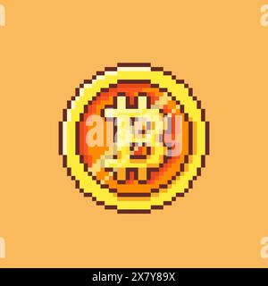 Illustration vectorielle de Bitcoin avec Pixel Art Design, parfait pour les conceptions à thème d'actifs de jeu Illustration de Vecteur