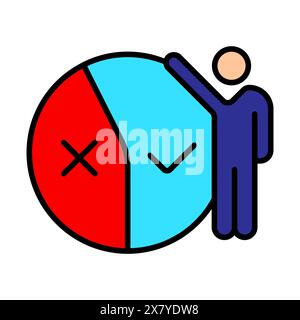 Diagramme avec icône quitter l'interrogation. Élections, analyse, evote, timbres de vérification, vote, candidat, électeur, bureau de vote, président, parlement, vo électronique Illustration de Vecteur