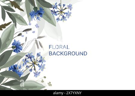 Vecteur de fond floral avec des bleuets Illustration de Vecteur