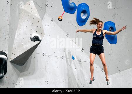 Die finales 2023 Bouldern Damen Deutsche Meisterschaft Bouldern AM 09.07.2023 im Landschaftspark Duisburg-Nord in Duisburg Sandra HOPPENSITZ Foto : Norbert Schmidt, Düsseldorf Banque D'Images