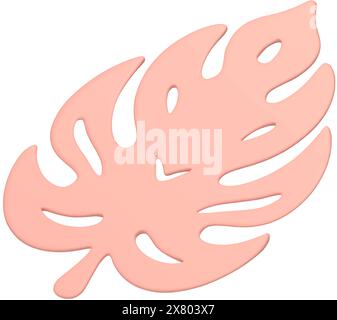 Fern feuille rose plante ornementale jungle élément décoratif conception isométrique icône 3d illustration vectorielle réaliste. Foli botanique naturel à base de plantes Illustration de Vecteur