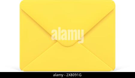 Enveloppe 3d fermée jaune. Volumineuse lettre non lue. Message numérique reçu par e-mail. Marketing et communication de symboles réalistes. Actualités commerciales an Illustration de Vecteur