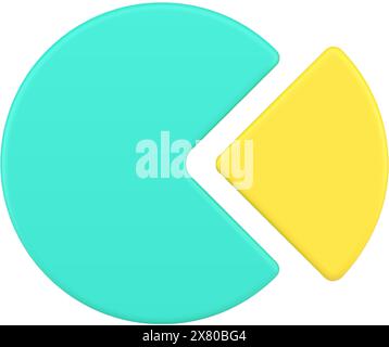 Icône de diagramme circulaire de Pareto 3D. Le cercle vert correspond à 80 % de réalisation et le jaune à 20 % de rentabilité. Formule infographique économique et sociale. Marque Illustration de Vecteur