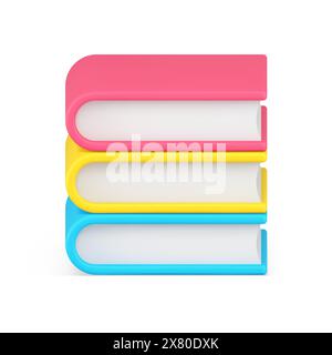Pile fermée de livres multicolores avec des pages de papier illustration vectorielle d'icône 3D. Pile de manuels de littérature de divertissement pour la lecture passer du temps pour yo Illustration de Vecteur