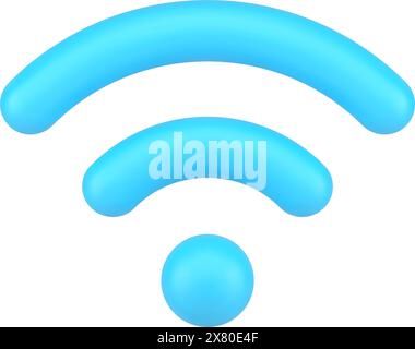 Icône 3D du signe wifi bleu. Hotspot pour une couverture numérique et en ligne. Zone de diffusion avec Internet. Distribution du signal web utilisant le modem du routeur avec l Illustration de Vecteur