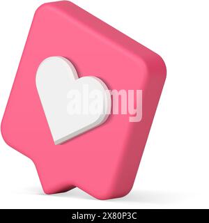 Elégant badge internet nouveau comme notification conseils rapides rose brillant réaliste icône 3d illustration vectorielle. Cyberspace followers évaluation positive sp Illustration de Vecteur