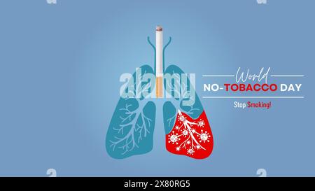 Journée mondiale du tabac 5 juin. conception de concept créatif de cigarette et de poumons pour affiche, illustration vectorielle de bannière Illustration de Vecteur