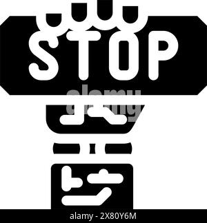 illustration vectorielle d'icône de glyphe de geste de main d'arrêt de robot Illustration de Vecteur