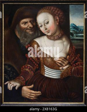 Le couple III, 1530-1550, disciple de Lucas Cranach (l'ancien), (Kronach, 1472 – Weimar, 1553), Musée National d'Art Catalan, Museu Nacion Banque D'Images