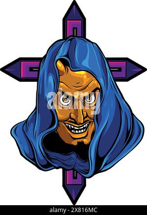 masque de tête du démon dans la conception d'illustration vectorielle Illustration de Vecteur