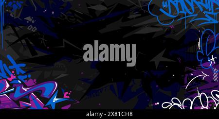 Trendy Abstract Dark Blue Urban Street Art Graffiti style Vector illustration modèle de fond. Illustration vectorielle Illustration de Vecteur