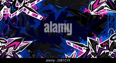 Trendy Abstract Dark Blue Urban Street Art Graffiti style Vector illustration modèle de fond. Illustration vectorielle Illustration de Vecteur