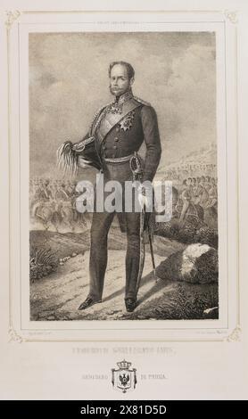 Frédéric de Prusse (1794-1863) Prince prussien et officier militaire. Portrait. Dessin de C. Legrand. Lithographie de Donón. Reyes Contemporáneos (Rois contemporains). Volume III publié à Madrid, 1854. Banque D'Images