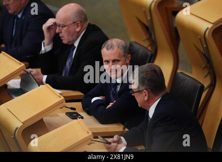 Michael Matheson MSP en tant que premier ministre John Swinney prononce une déclaration sur les priorités pour l'Écosse devant le Parlement écossais à Holyrood, Édimbourg, pour engager le gouvernement écossais à éradiquer la pauvreté des enfants et à travailler avec les entreprises et l'industrie pour faire croître l'économie, investir dans le zéro net et fournir des services publics plus solides. Date de la photo : mercredi 22 mai 2024. Banque D'Images