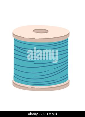 Bobine d'illustration vectorielle de fil bleu isolée sur fond blanc Illustration de Vecteur