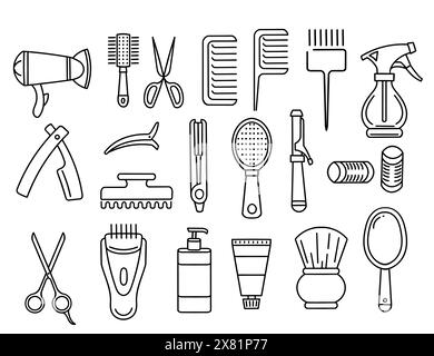 Ensemble de différents types de barbershop icônes connexes illustration vectorielle isolée sur fond blanc Illustration de Vecteur