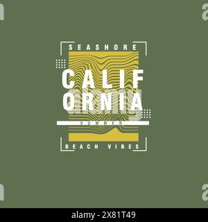 California Seashore Summer Beach vibes typographie t shirt design Illustration de Vecteur