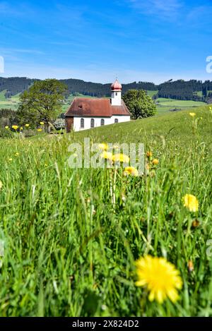 La chapelle Saint Rochus près de Waltrams dans la vallée de Weitnauer, dans le Haut-Allgäu, Souabe bavaroise, Bavière, Allemagne, Europe Banque D'Images