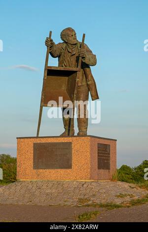 Monument rappelant les gens qui ont construit les digues, Dorum-Neufeld, Wurster Land, basse-Saxe, Allemagne Banque D'Images