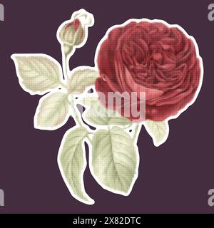 Élément de collage rose rouge demi-teinte dans le style y2k, punk vintage, silhouette pois rose. Illustration vectorielle Illustration de Vecteur