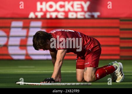 Anvers, Belgique. 22 mai 2024. Le belge Tom Boon est blessé lors d'un match de hockey entre l'équipe nationale belge des Red Lions et l'Irlande, match 5/16 en phase de groupes de la FIH Pro League 2024, mercredi 22 mai 2024, à Anvers. BELGA PHOTO DIRK WAEM crédit : Belga News Agency/Alamy Live News Banque D'Images