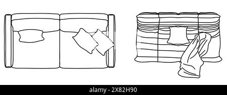 Concept ou ensemble conceptuel ou collection de canapés causeuses de différentes perspectives sur blanc. 3d illustration en tant que métahor pour l'architecture et dans Banque D'Images