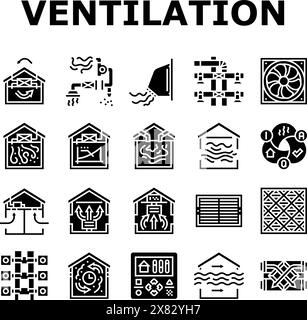 les icônes de ventilateur froid de ventilation d'air définissent le vecteur Illustration de Vecteur