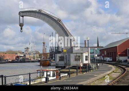 La grue à vapeur Fairbairn dans le port de Bristol. 26 février 2024. Banque D'Images